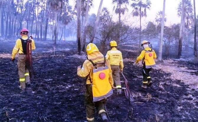 La Policía trabaja para extinguir incendios de pastizal que afecta a varios campos